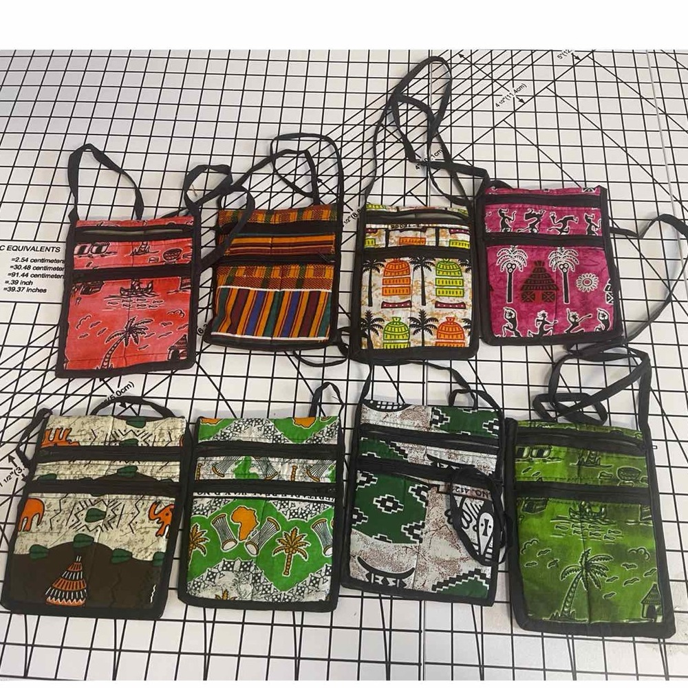 AFRICAN CROSS BODY FABRIC BAG. Assorted 2 pieces per order
